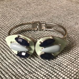 Mint green, navy and silver bracelet